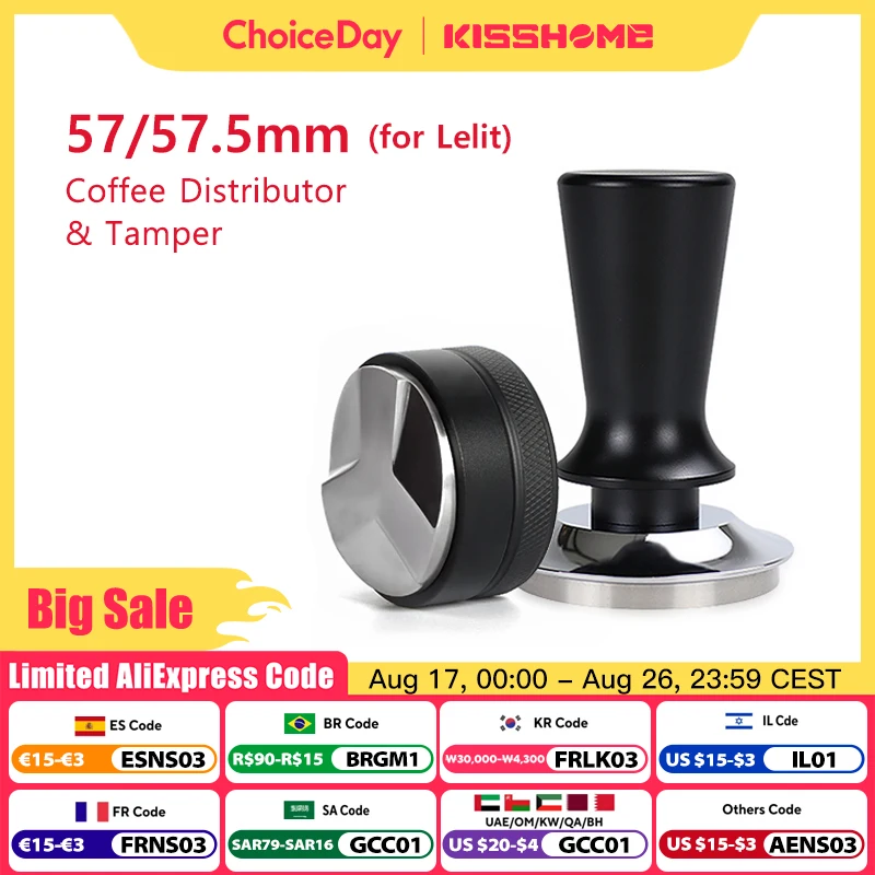 Kaffee Tamper 57mm 57,5mm Konstante Druck Elastizität Verteiler Werkzeuge Für Lelit Anna Barista Espresso Maschine Zubehör