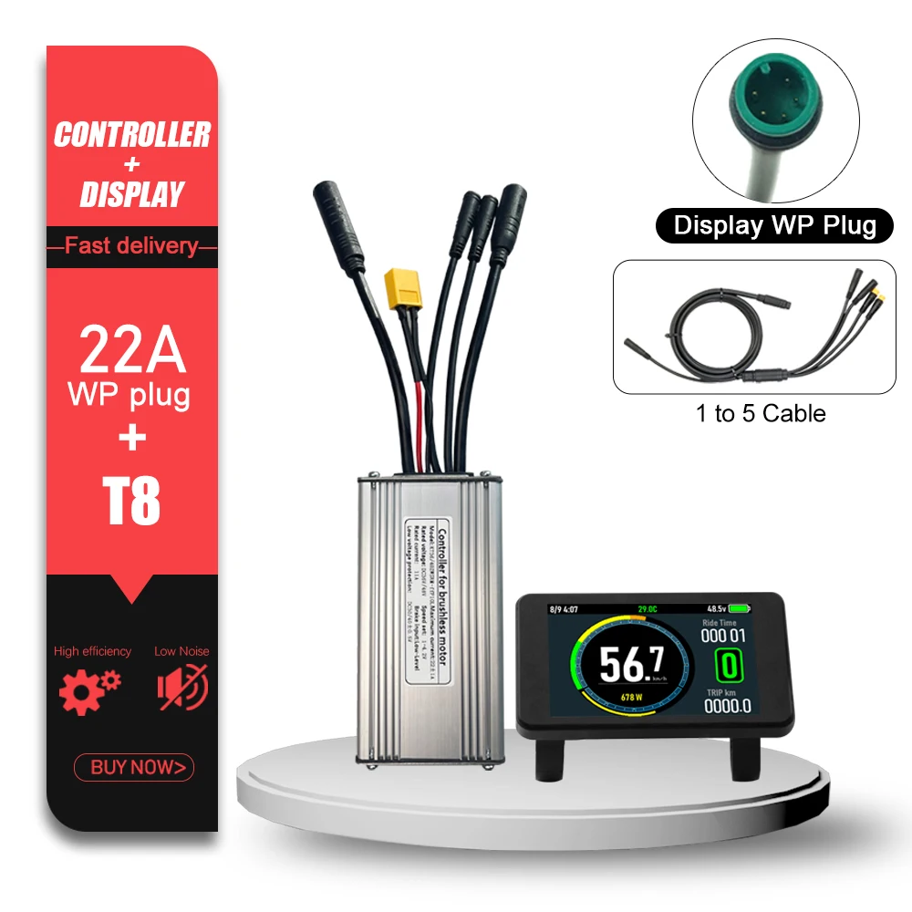 Elektrische Fiets KT Controller 36V 48V 17A-30A Waterdichte Stekker met Licht Functie LCD Display 250W-1000W Motor