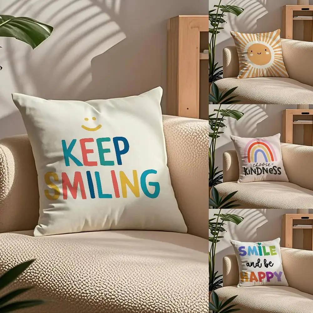 

Cartoon Rainbow Sun Anime Pillow Case Comfort Sofa Bed Silky elegant Invisible zipper Custom Decorative cushion cover