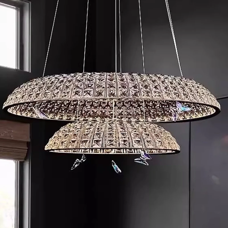 

Modern French Luxury Crystal Chandelier Villa Hall Pendant Light for Living Room Bedroom Dining Room Bar - Elegant Main Lighting