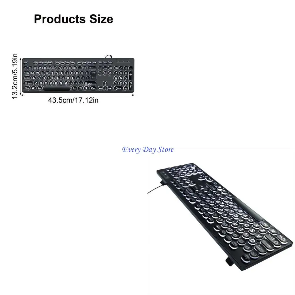 

104Keys Full Size Computer Keyboards Large Font Print USB LED Backlit Keyboards