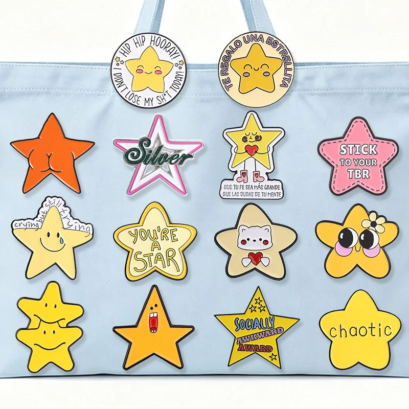 Funny Star Quote Badge Pin Coolection Cute Meme Character Brooch Lapel For Backpack Jacket Bag Teen Gift Fashion Accessory