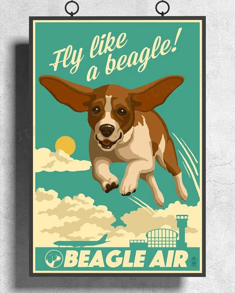 H398 Silk Poster Home Decoration Tey eike a beagle beagle air Wall Art Christmas Gift