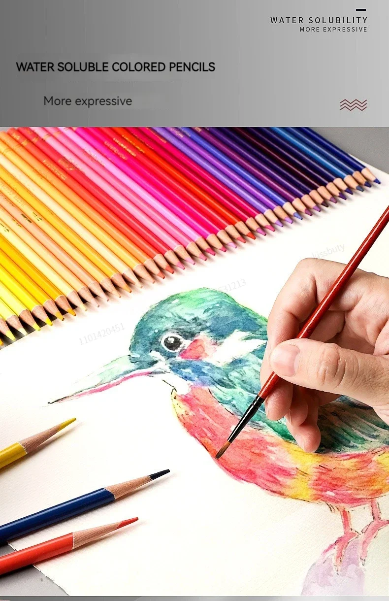 48-200 Farben Professionelle Farbige Ölstifte Aquarell-Zeichenstifte Set mit Aufbewahrungstasche Kunstbedarf – Detail 8