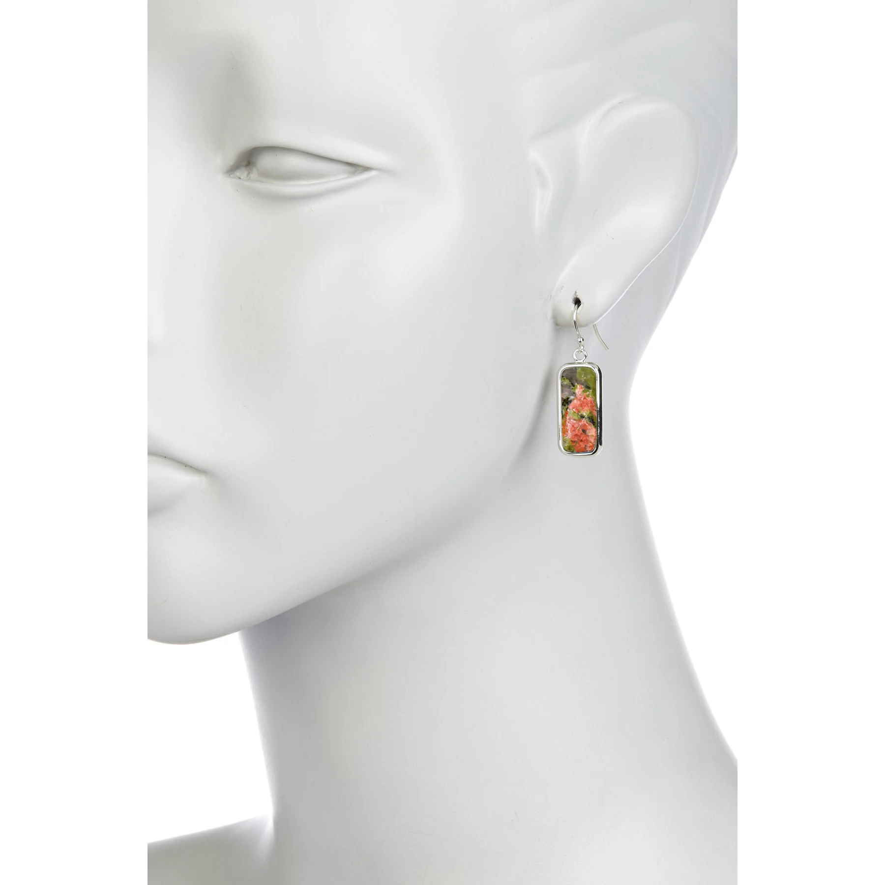 Unakite Fancy Cut Rectangle Drop Earrings Gemstone Earrings for Women