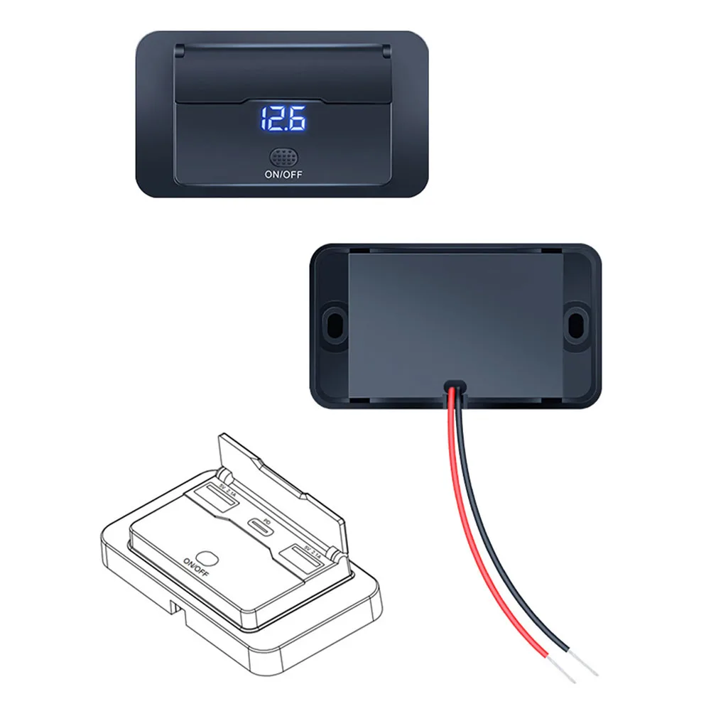 Flip Top 3 Port Charging Socket Panel For RV Boat Truck Camper Fast Power Outlet For Smartphones Tablets GPS Units Black ABS