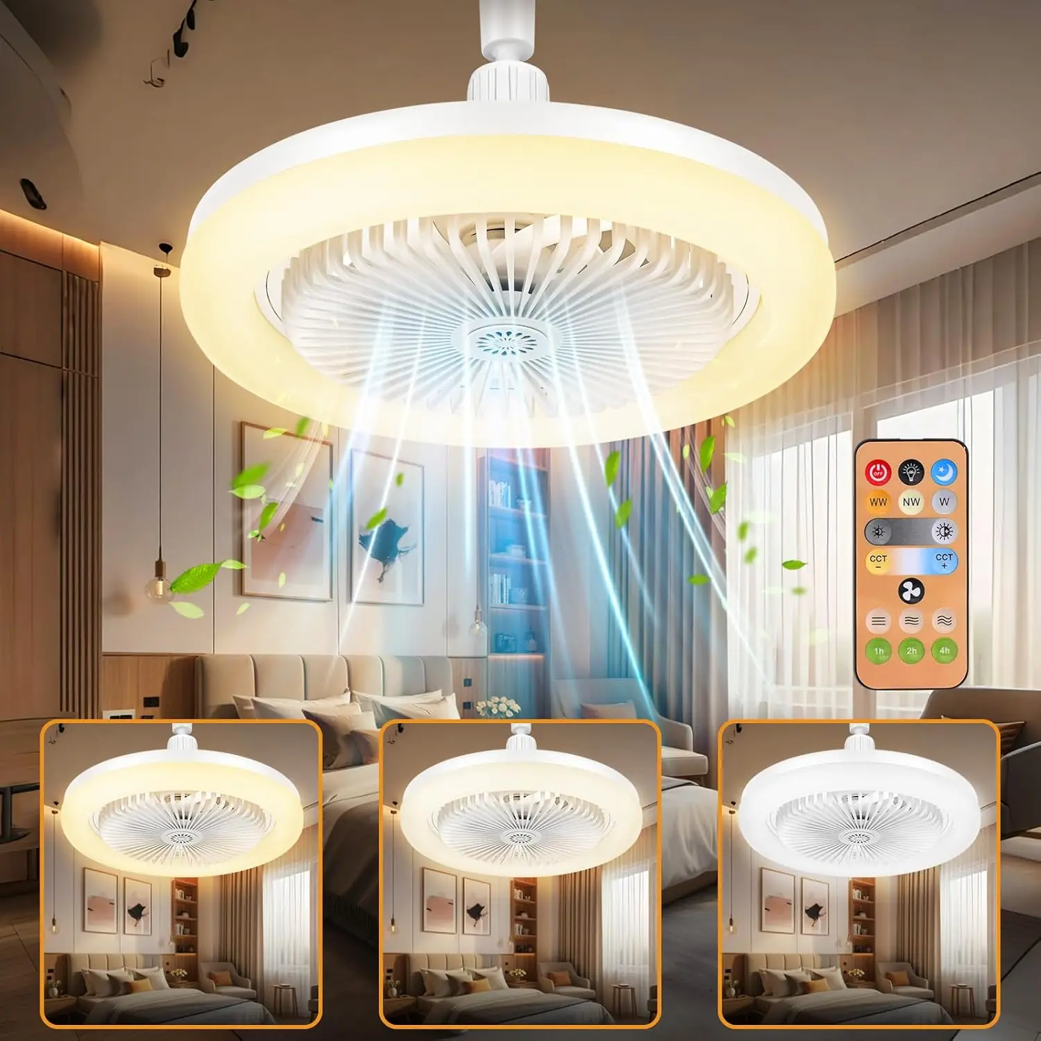 E27 Ceiling Fan LED Lights And Remote Control  Aromatherapy Sealing Fan Lamp For Camping Bedroom Living Room Lighting 85-220V