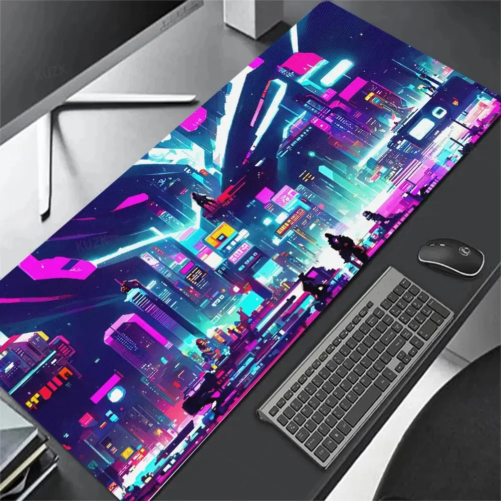 Imagem -02 - Cyberpunk Neon City Gaming Mouse Pad Anime Gamer Desk Mat Grande Superfície de Mesa do Computador Teclado Acessórios de Mesa xl