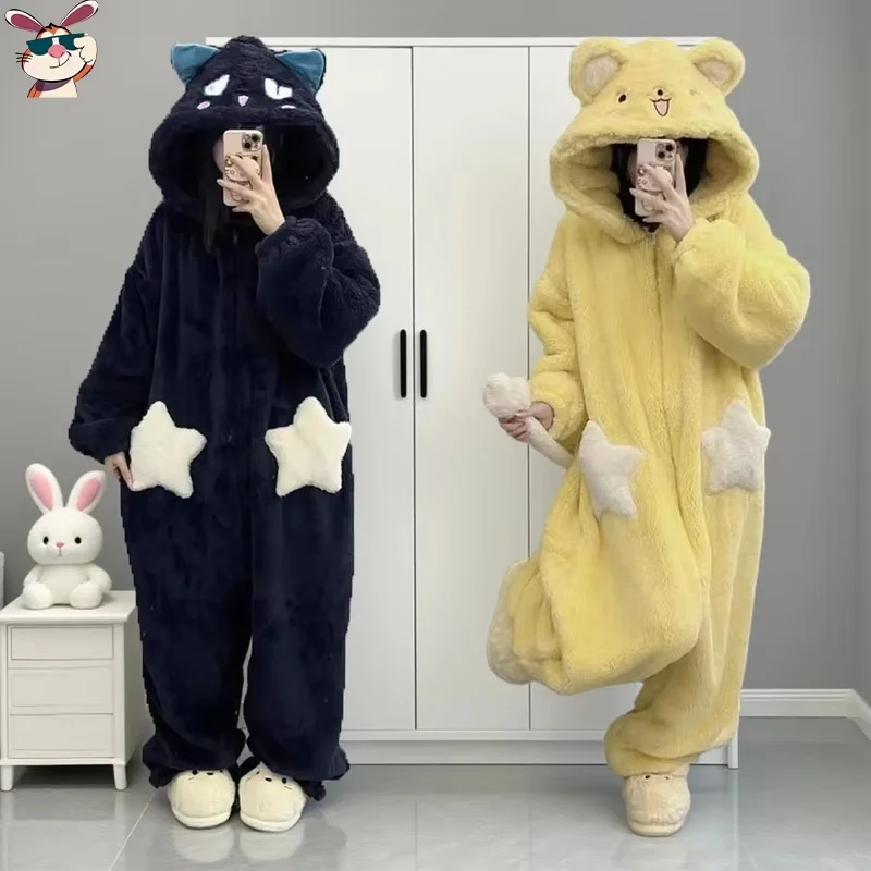 Ropa de hogar de dibujos animados de Anime, mono cálido de otoño e invierno, pijamas de lana Coral, Cardcaptor Sakura Cerberus Spinel Sun, felpa bonita