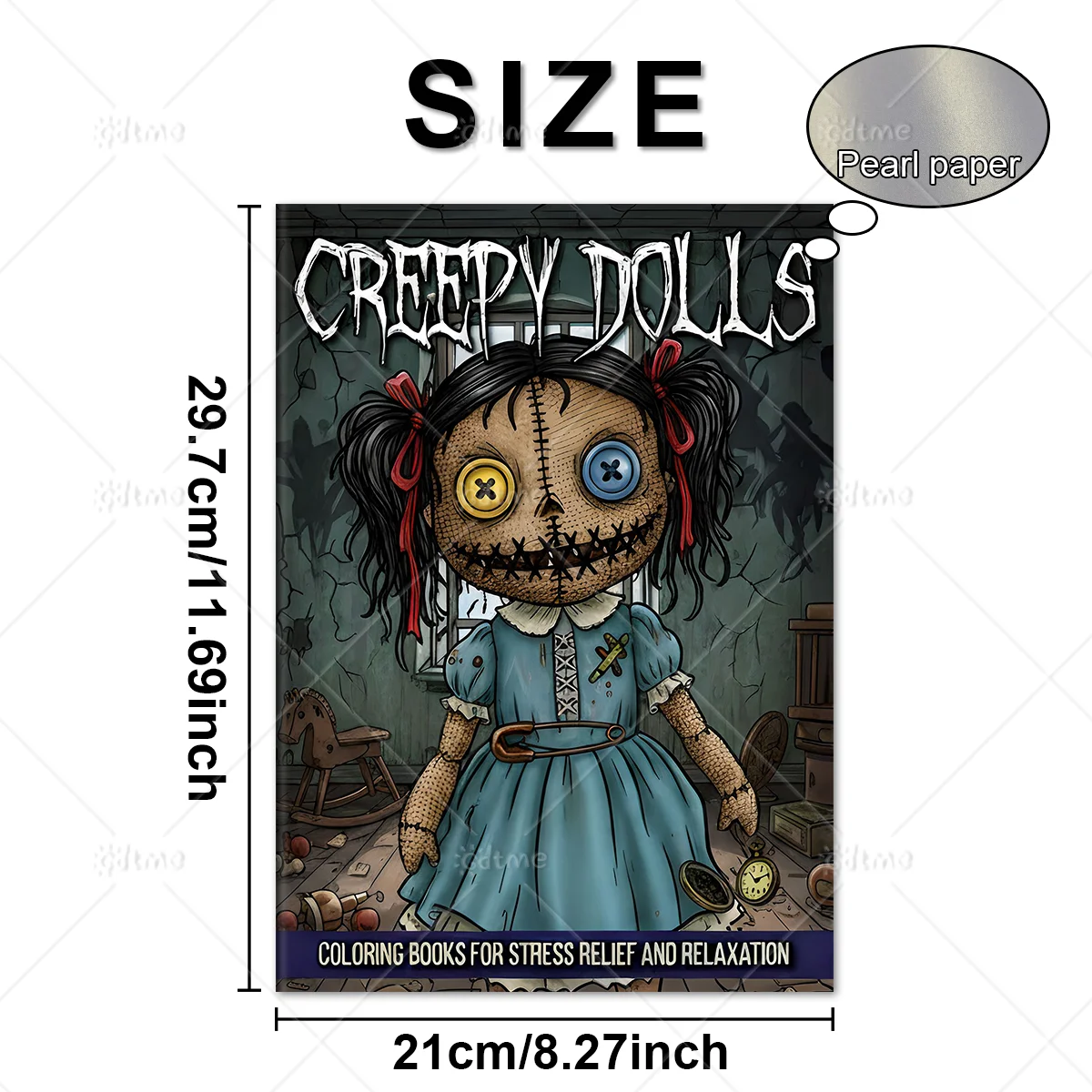 Creepy Doll Coloring Book  for Adults And Teens - Bold Easy Designs Stress Relief Creative Fun Activity Gift