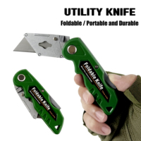 Heavy-duty foldable multi-functional utility knife - Easy blade replacement. SK5 blade. Cutting tool. Suitable for cable cartons