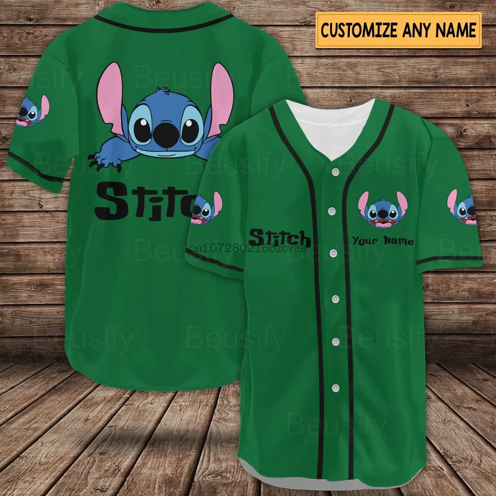 2024 Disney Baseball Jersey Summer Streetwear Custom Name Stitch Baseball shirt Men And Women Short Sleeved T-Shirt