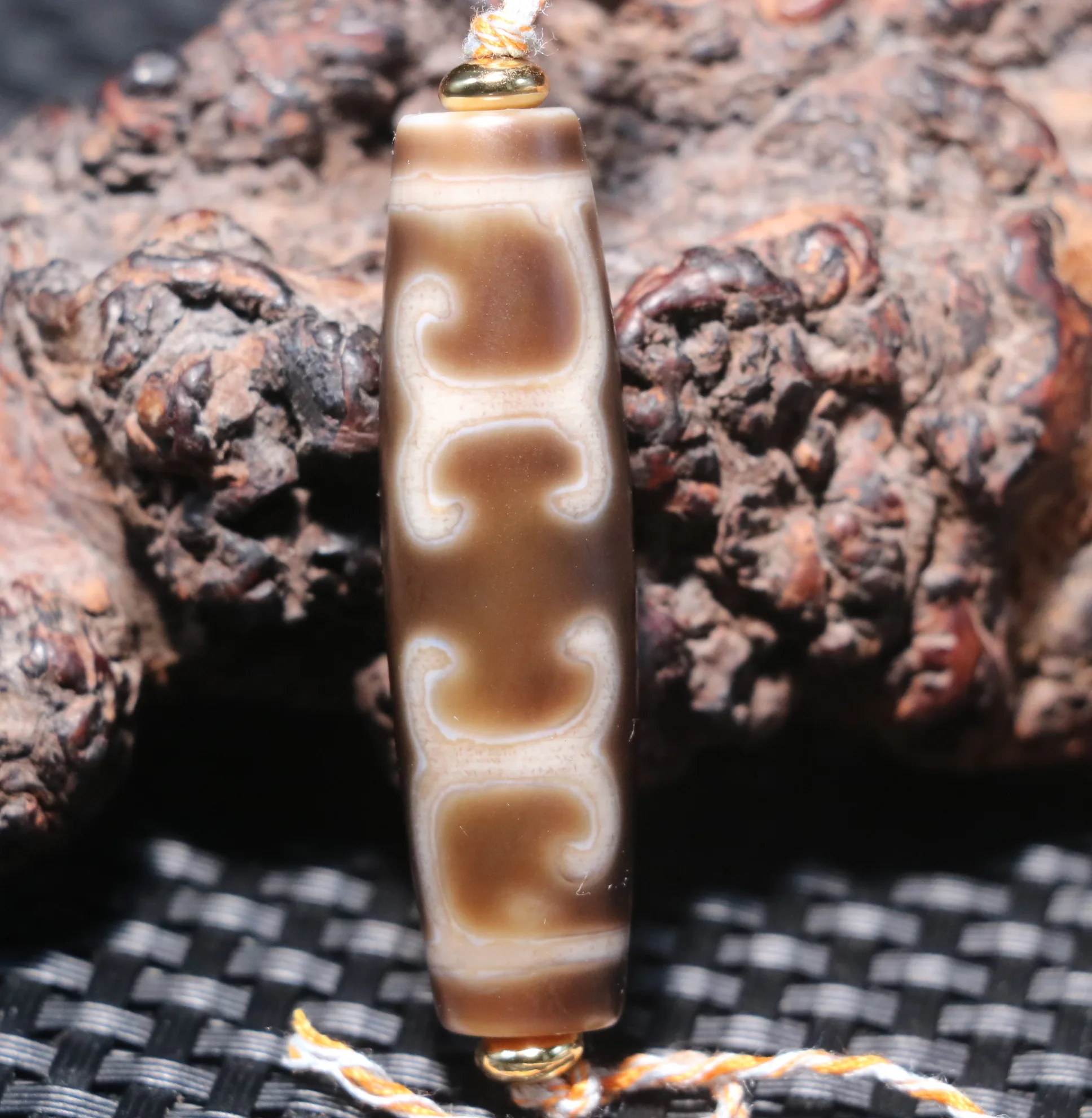 Magic Tibetan Old Agate 4 Ruyi As You Wish Little Flat Shape dZi Bead  Amulet For M Jewelry LKbrother Talisman UPS1216AQs