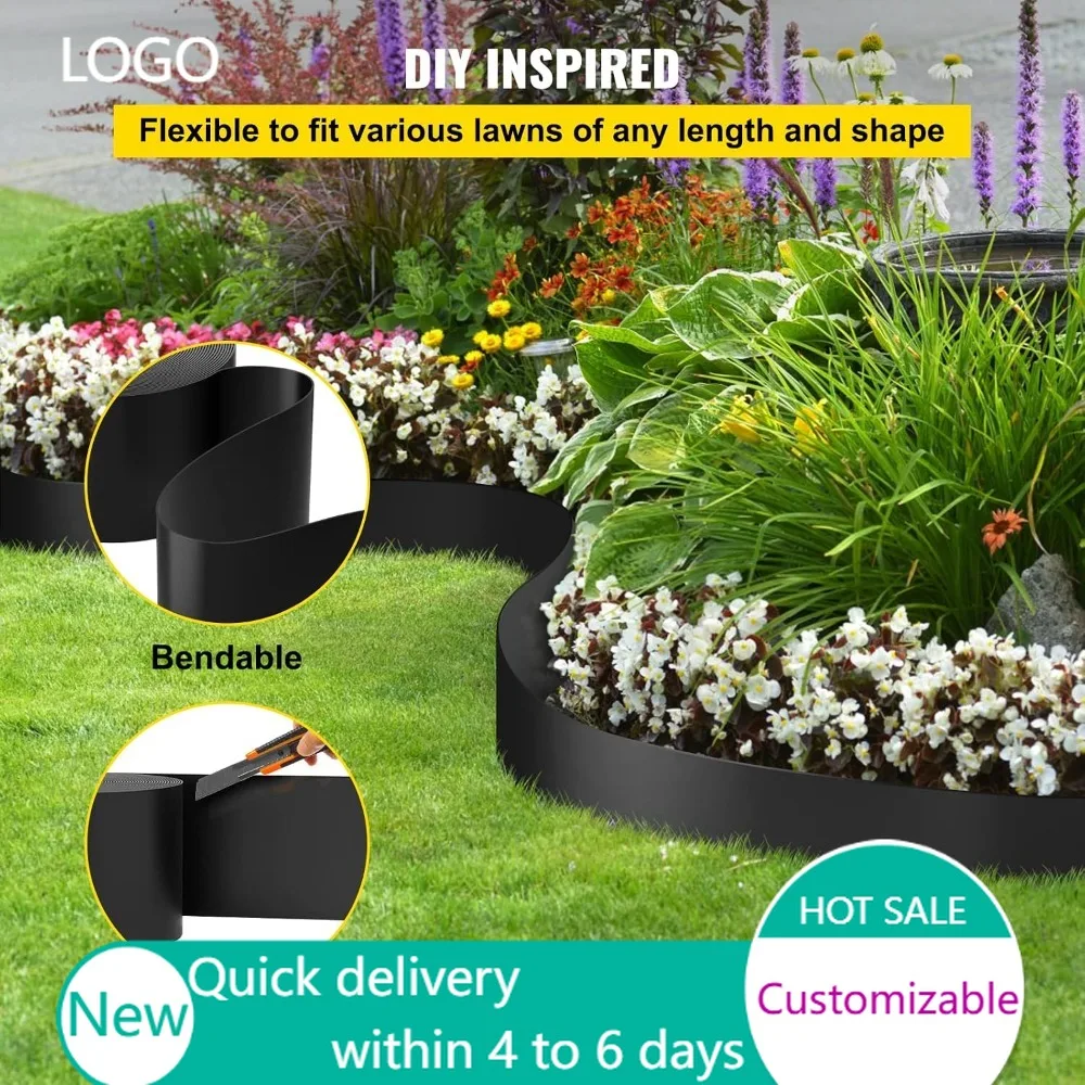 300ft x 10in HDPE Landscape Edging, Flexible Border for Lawn Garden, Black