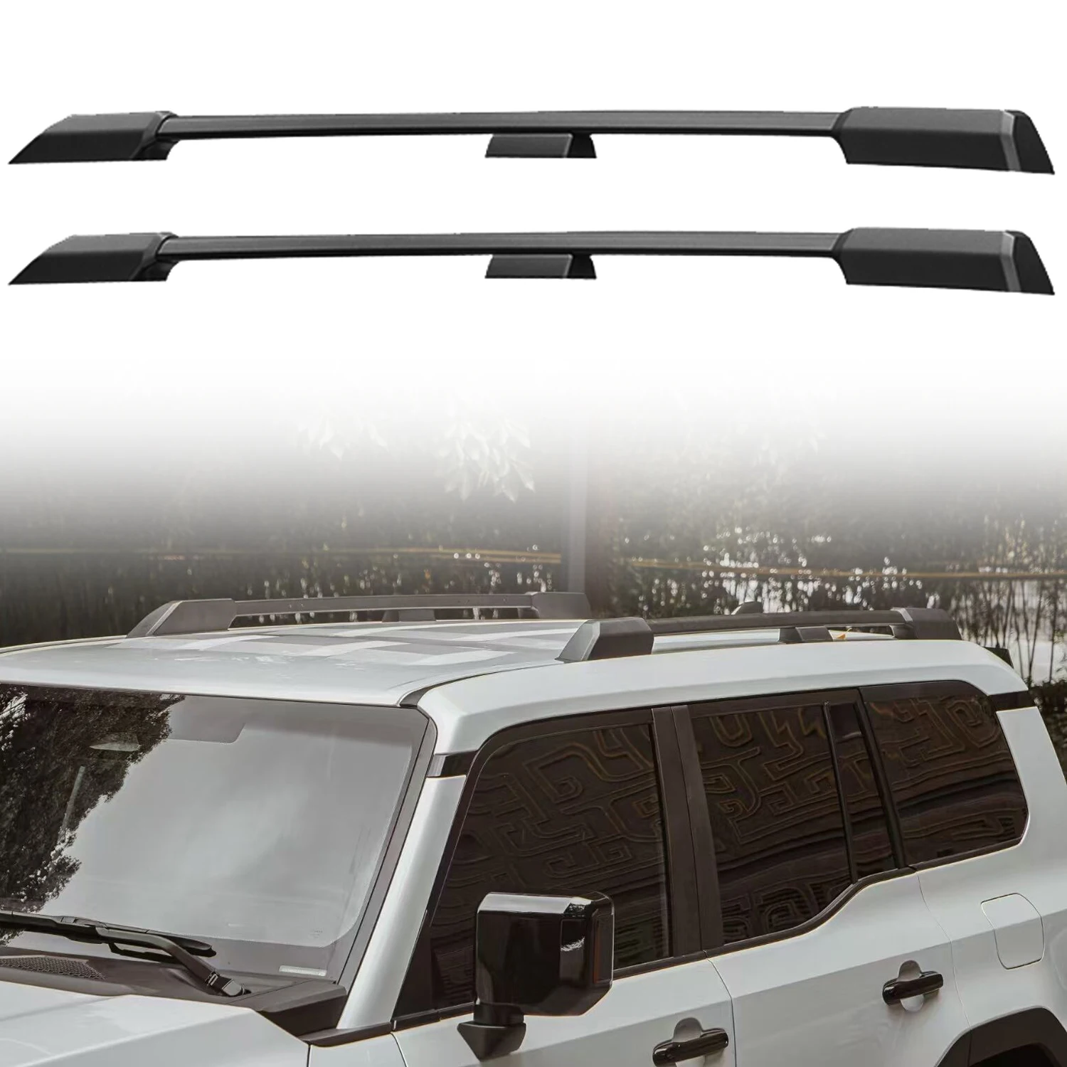 Car Accessories For Toyota Land Cruiser Prado 250 J250 LC250 2024 Aluminum Top Roof Racks Luggage Carrier Side Bars Rails 1 Set