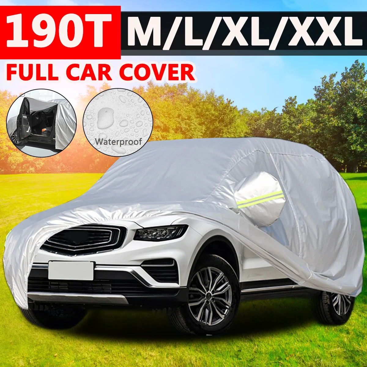 

190T Universal SUV Car Cover Winter Snow-proof Car Cover Waterproof Anti-UV Dust-proof Weather Protection Auto Case Cover