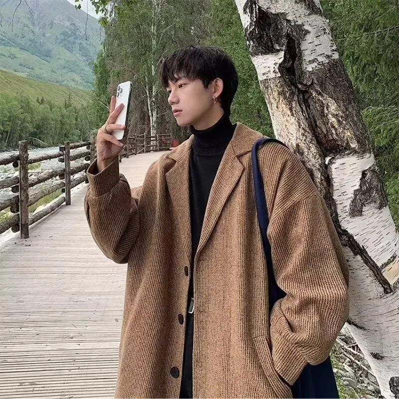 

Осень-зима, вельветовое мужское пальто большого размера с хлопковым теплым немецким волокном средней длины из полиэфирного волокна, модное Yout...