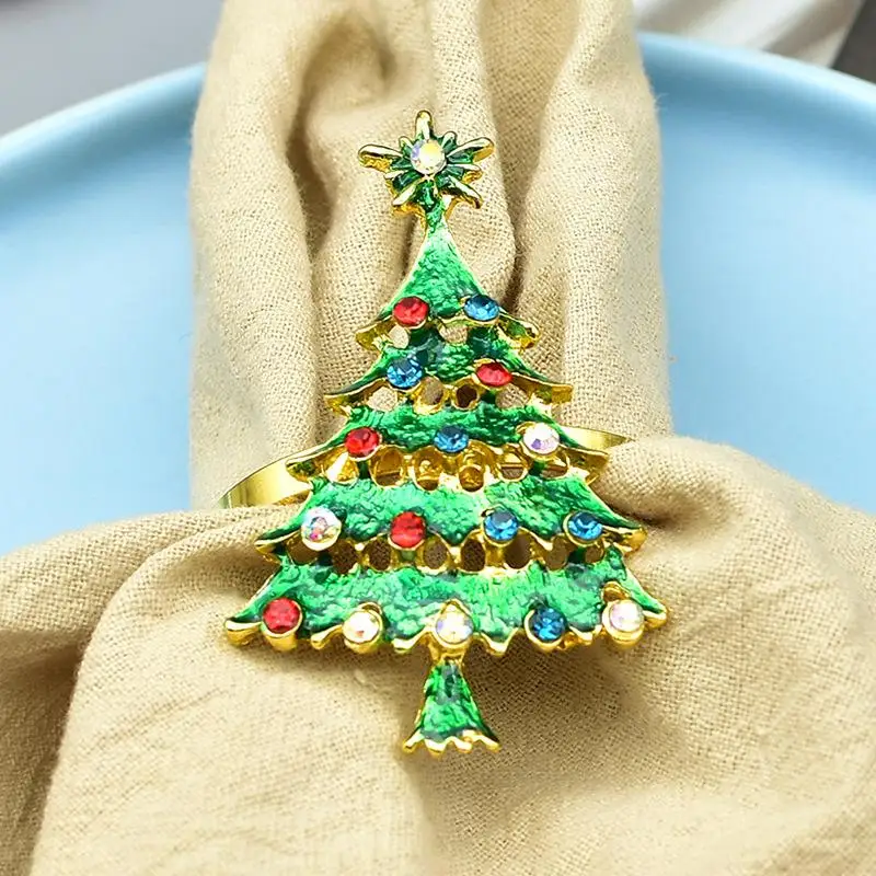 Christmas Napkin Rings 2025 Xmas Tree Style 12Pcs Reusable Table Decor Perfect Hostess Gift for New Year Dinner