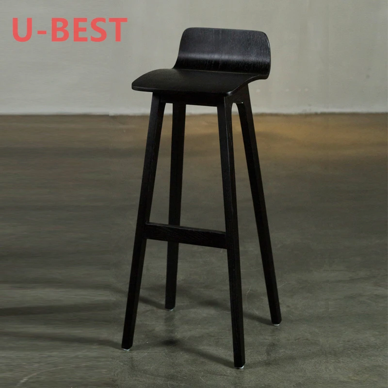 

U-BEST Solid Wood Stools Bar Chairs Vintage Lounge Chair Modern Kitchen Stools Barstools With Backrest