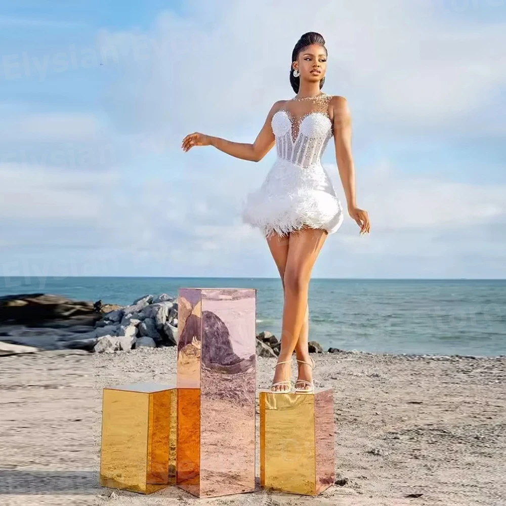 Squisita sirena da donna O Neck Mini abiti da sera personalizzati Robe De Soirée Abiti da ballo senza maniche in rilievo Abiti Para Mujer