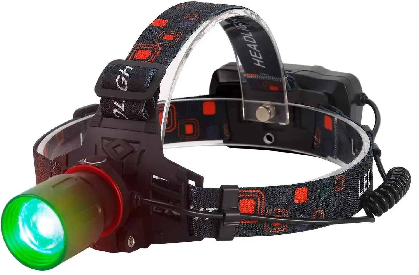 

1000 Lumen Green Hunting Headlamp, Zoomable LED Rechargeable Headlight for Coyote Hog Varmint - Waterproof with USB Cable