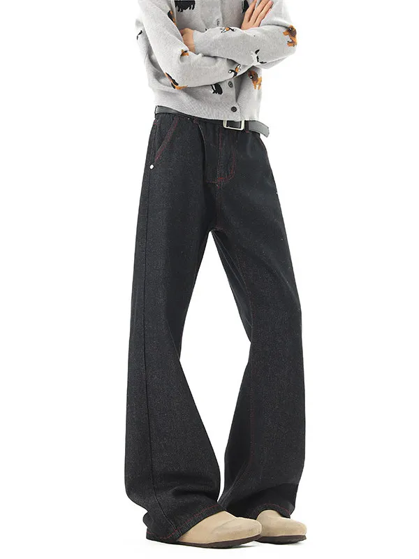 

Джинсы TANGZ Studio Original Bla Flared прямого кроя для мужчин и женщин, молодежные, со средней посадкой, на молнии