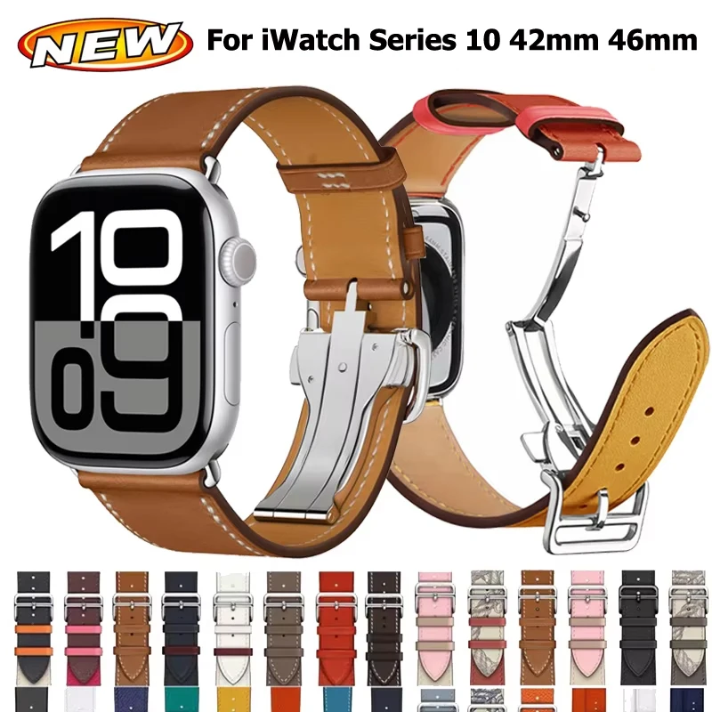 Leather Bracelet Strap For Apple Watch SE 45mm 44mm 38 40mm 41mm Ultra 2 49MM Wrist Loop Band For iWatch Series 10 42mm 46mm