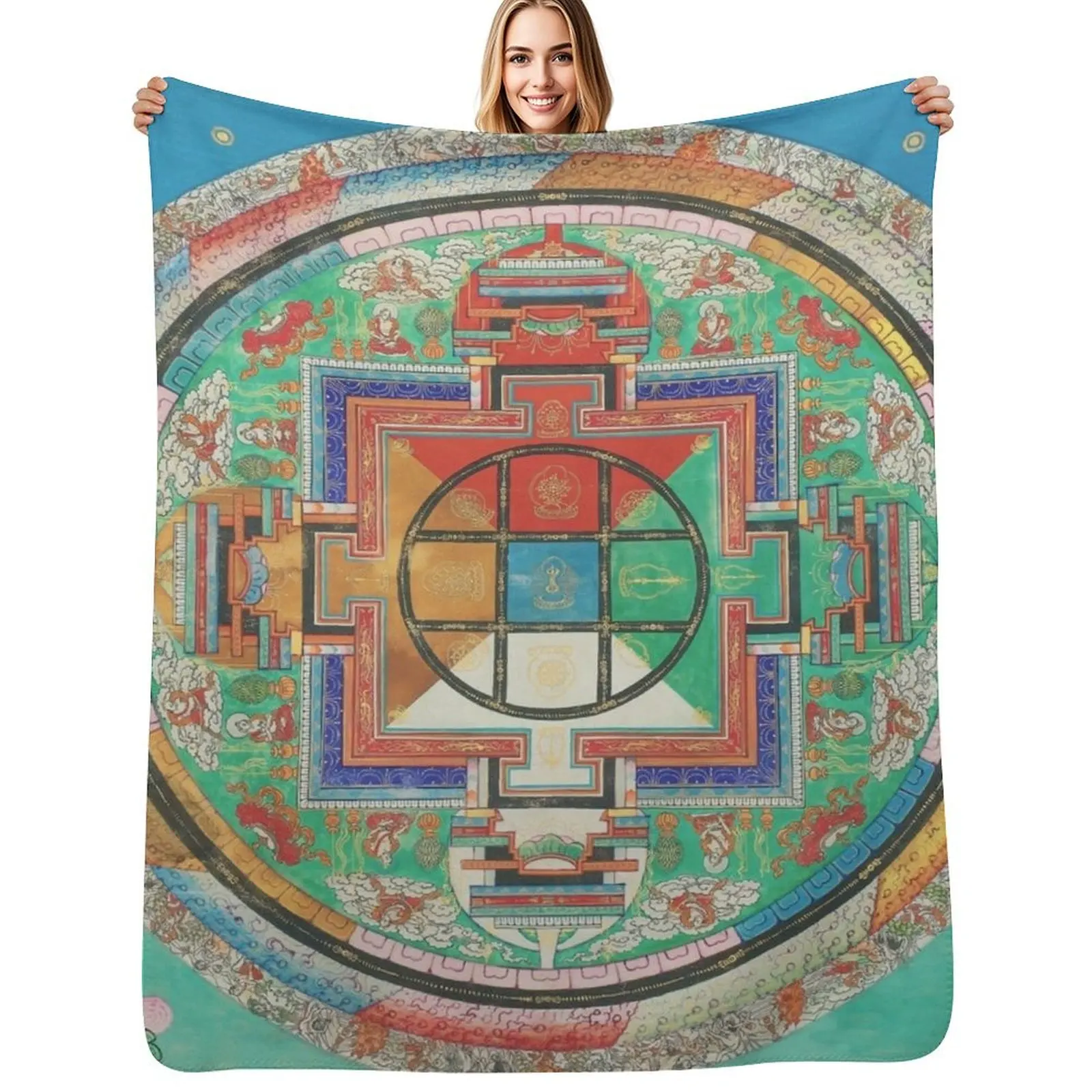 

Buddhist Mandala Thangka Art Throw Blanket Decoratives Summer Beddings bed plaid warm for winter Blankets
