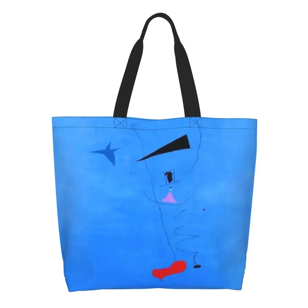 

Painting Blue Star By Joan Miro Grocery Shopping Bag Canvas Shopper Shoulder Tote Bag Large Capacity Abstract Art Handbag
