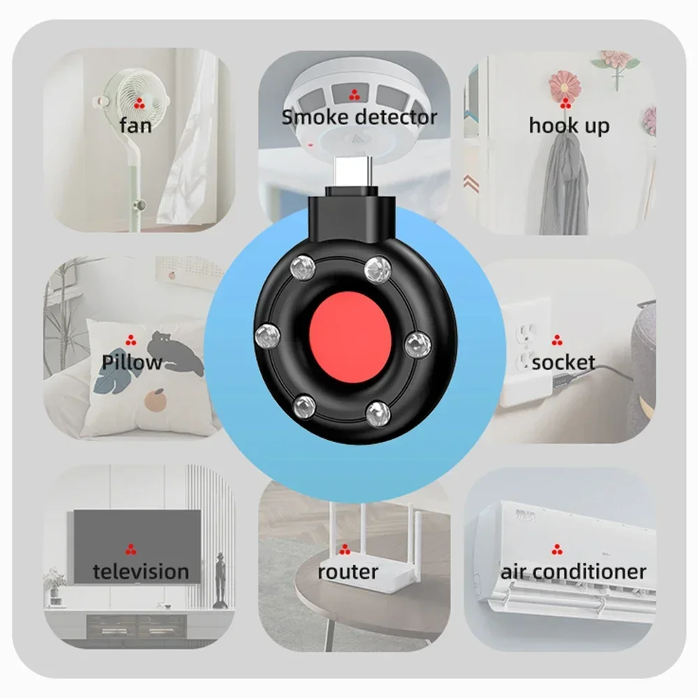 Portable Rf Detector IR Alarm for Outdoor Travel Hotel Rental Anti Candid Hidden Camera Finder Led Light