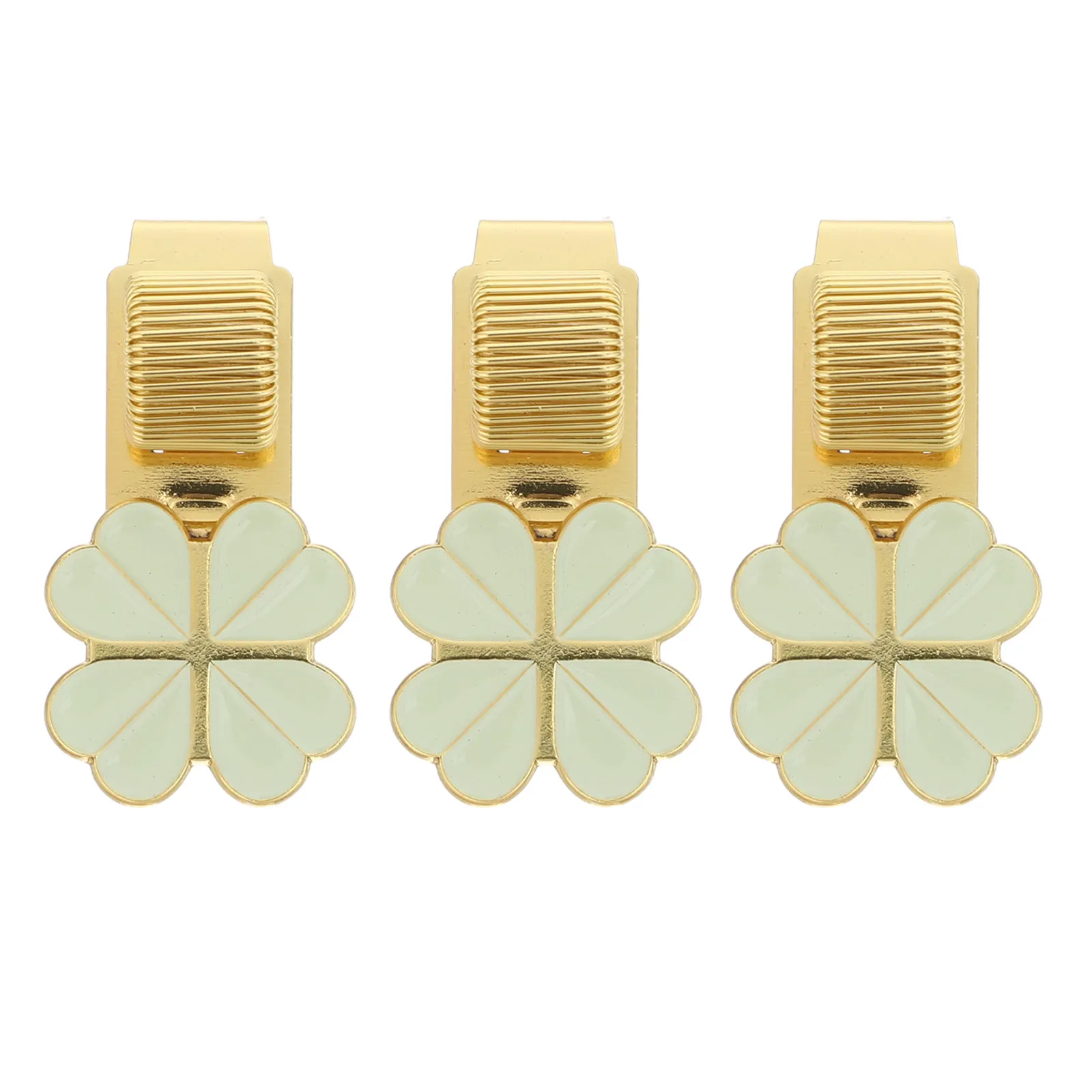 

3Pcs Spring Pen Holder Clips Zinc Alloy Four Leaf Clover Decorative Metal Clips for Notebook Journal Office Crafts