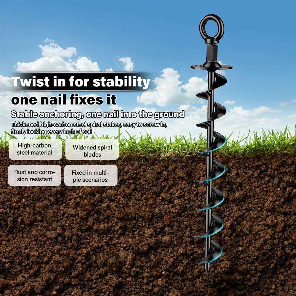 Earth Auger Drill Bit Single Blade Ground Digger Post Hole Digging Tool For Garden Planting Trampoline Tent Swing Set