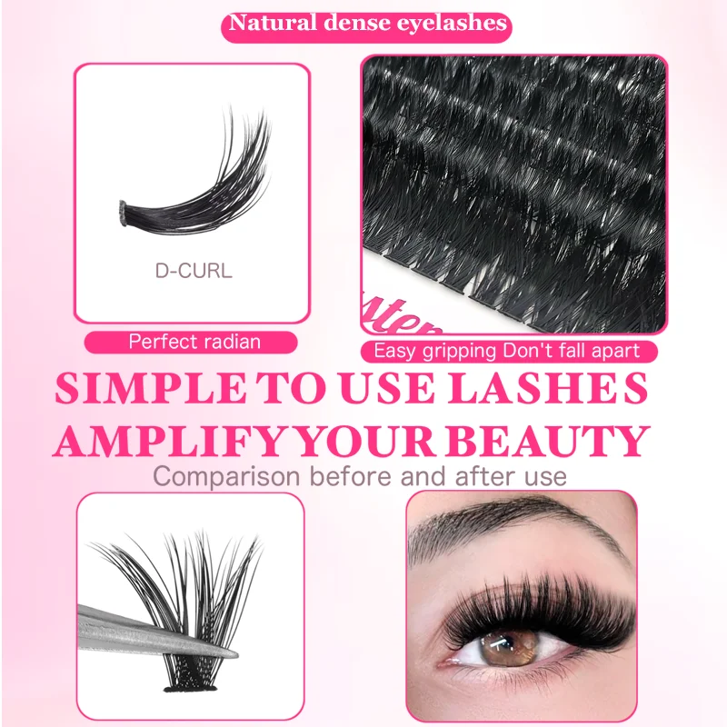 120/240/392/600 Stück Künstliche Wimpern für Anfänger DIY Regenbogenfarbene Wimpern für Zuhause - Dramatisches Volumen-Wimpern-Set – Detail 5