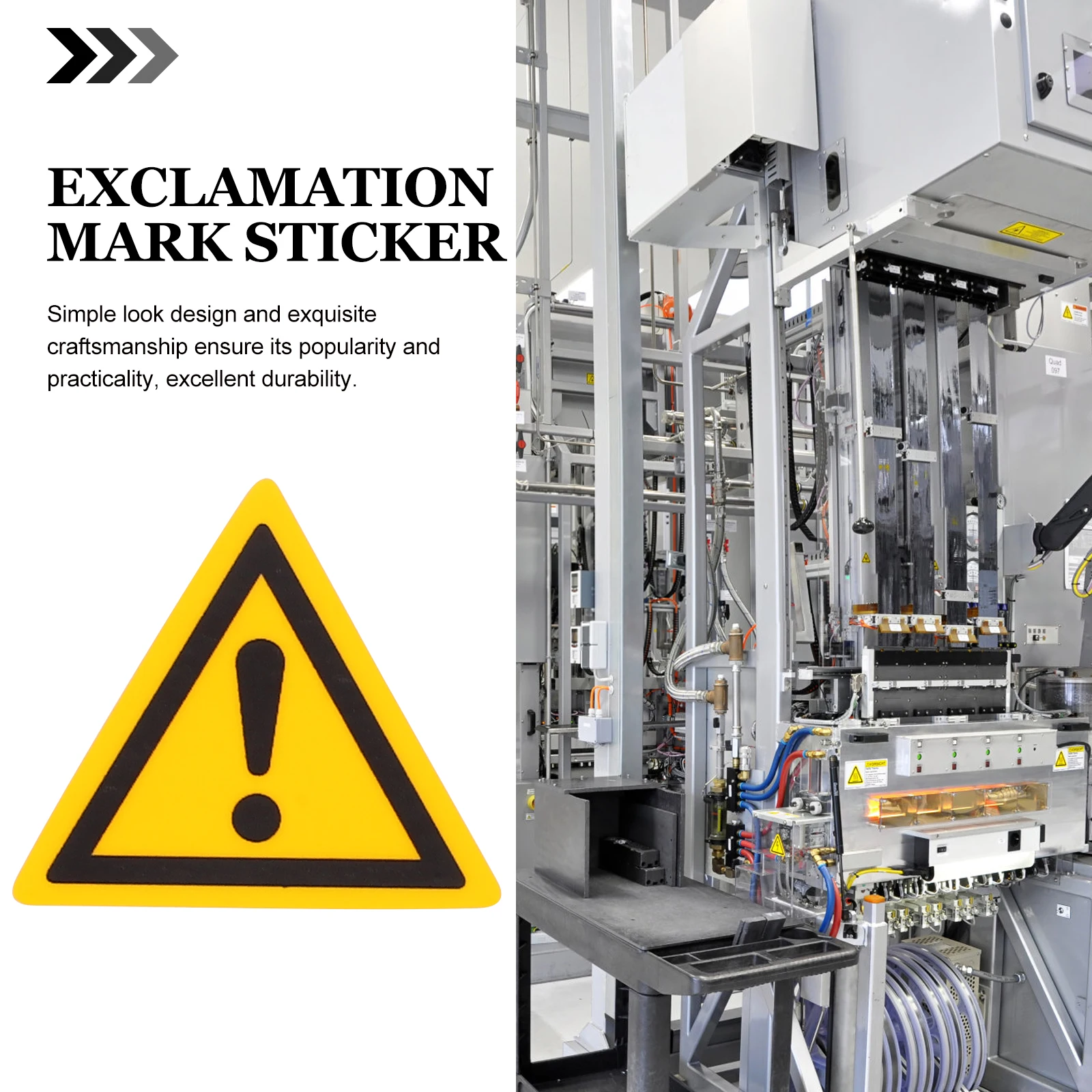 

5Pcs Triangle Exclamation Mark Sticker Safety Warning Sign Heavy Duty Adhesive Caution Decal for Industrial Areas Highly Visible