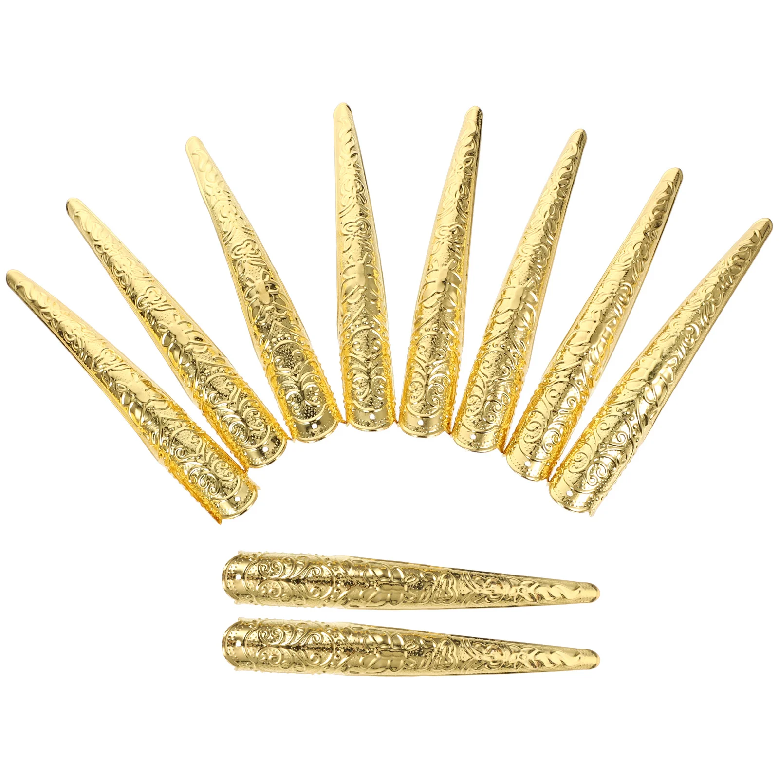 

10 шт. металлические накладки на кончики пальцев с полым дизайном, изысканные накладные пальцы для женщин, аксессуар для выступлений по восточным танцам, вечеринок, косплея