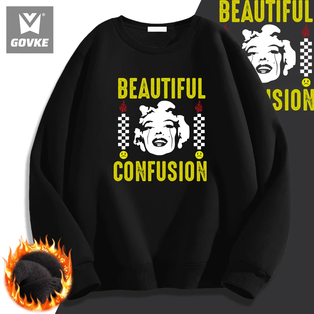 Beautiful Confusion Young & Cool Graphic Trend Brand Man's Clothes Printed Men's Hoodless New Style Style Hoodless Sweatshirts