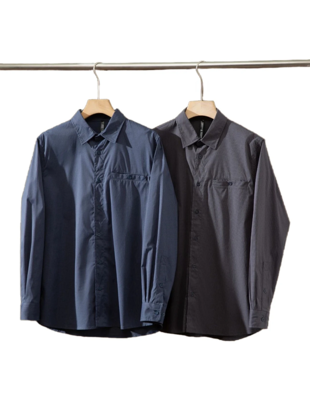 

Мужская нейлоновая рубашка в клетку с длинным рукавом для города и активного отдыха, износостойкая, дышащая, быстросохнущая, из серии Mountain Series.