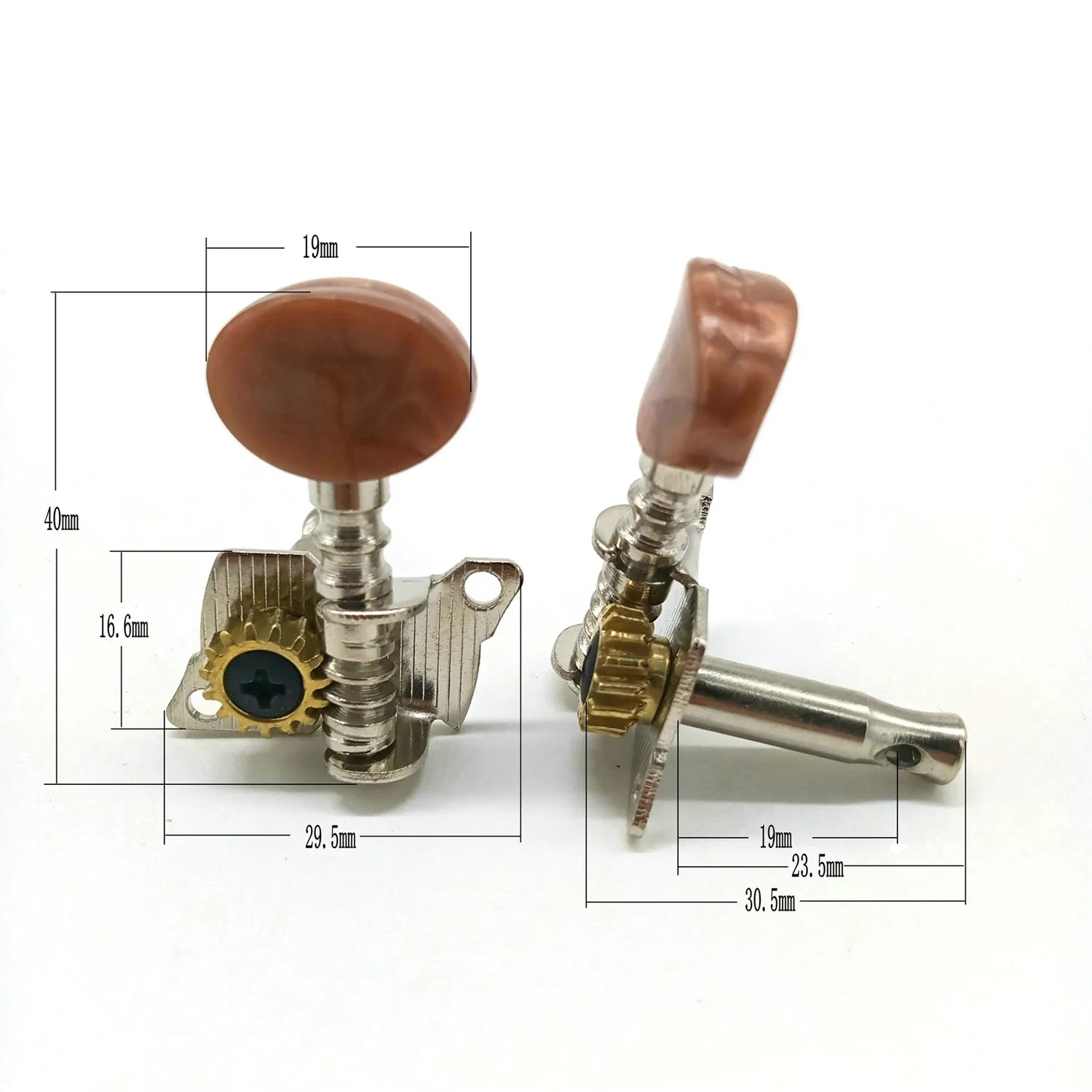 2r2l Metalen Ukelele Vergrendeling Snaar Tuner Gitaar Tuning Peg Machine Kop Met Bruine Kop Haringen Voor Ukelele Gitaarpartij