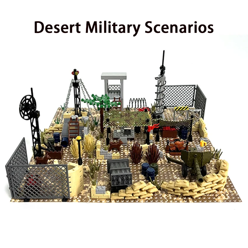 

Aquaryta Desert Military Scene Sentry Command Camp DIY Assembly Small Particle Building Block MOC Scene