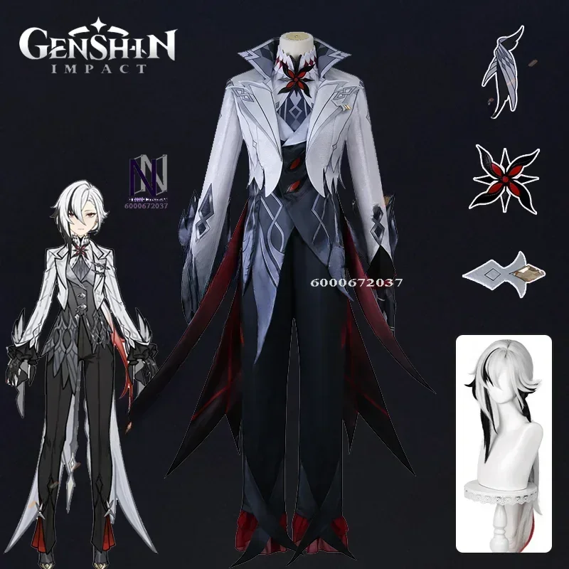 Arlecchino The Knave Cosplay Costume Game Genshin Impact Uniform Wig Eleven Fatui Harbingers Halloween Women Role Play Outfit