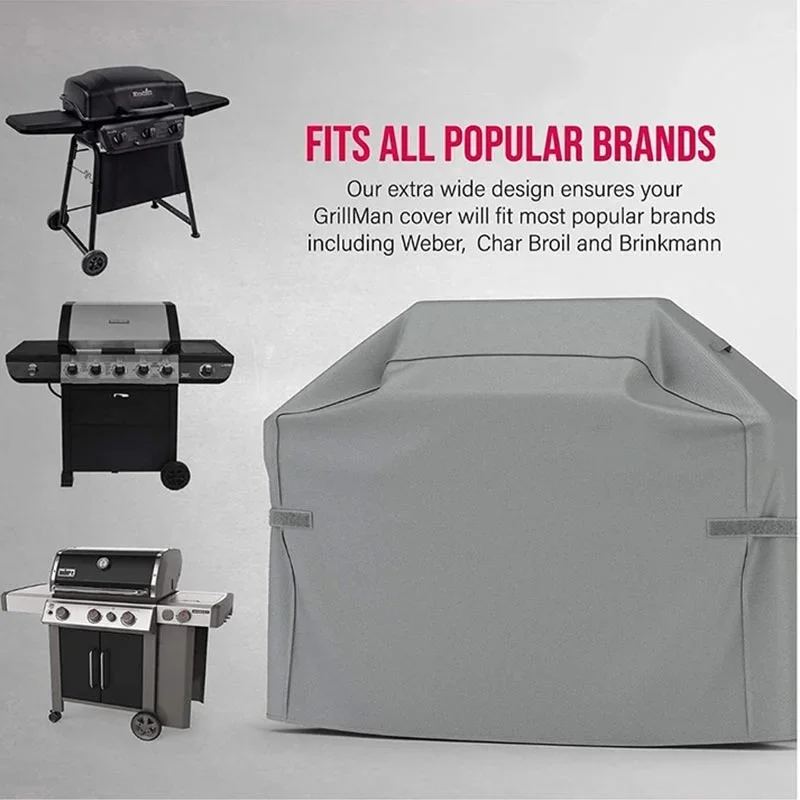 420D Oxford Cloth Large Grill Cover Rip-Proof Garden Waterproof BBQ Gas Furniture Covers Anti-UV Fade Resistant Adjustable Cover view 4