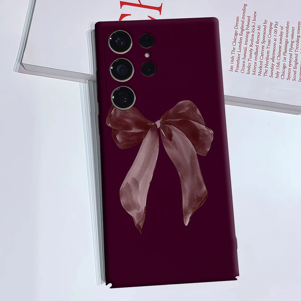 Ink Wash Bow Phone Case for Samsung Galaxy S26 S25 Ultra S24 S23 Ultra Plus Glossy Double-layer Back Cover