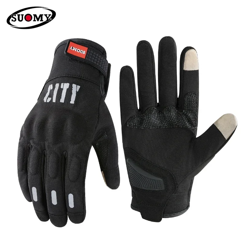 Autumn Winter Warm Ultra Thin Motorcycle Riding Gloves Men Women Windproof Night Reflective Comfortable Anti-fall Moto Gloves