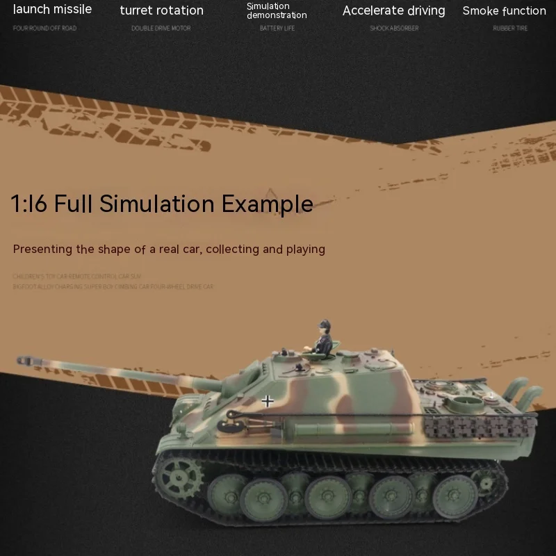 Rc Tank Remote Control Tank German Cheetah Heavy Multi-Function Battle Competitive Simulation Tank Car Model Control Toys