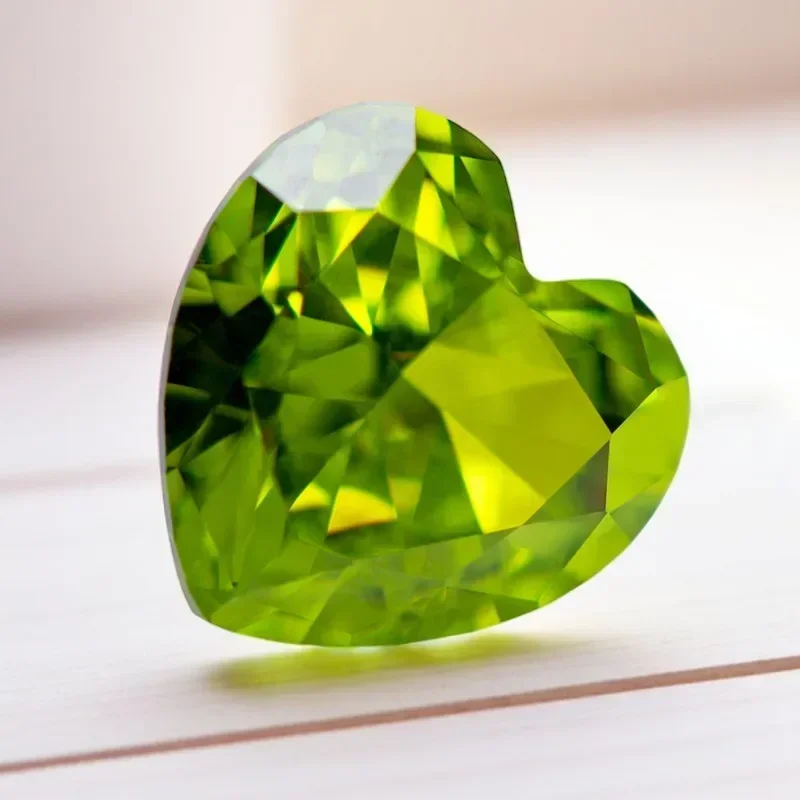 

TOP Wholesale Cubic Zirconia Crushed Ice Cut No Certificate Heart Shape Apple Green Color Charms Beads Diy Jewelry Making Materi
