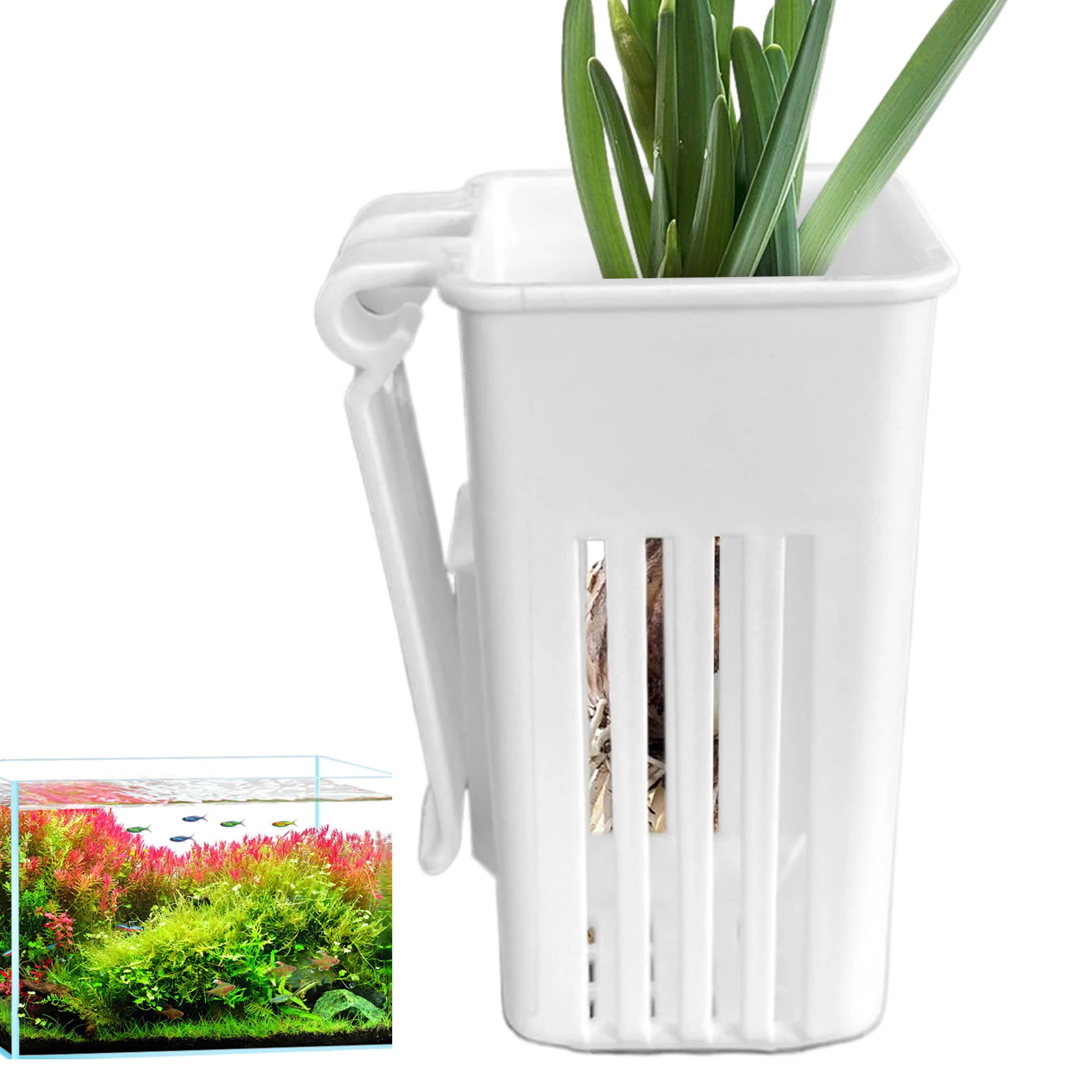 Plant Holder For Fish Tank Multifunctional Aquatic Planter Pot Top Hangable Fish Tank Plant Pot Aquarium Planter Cup For Water