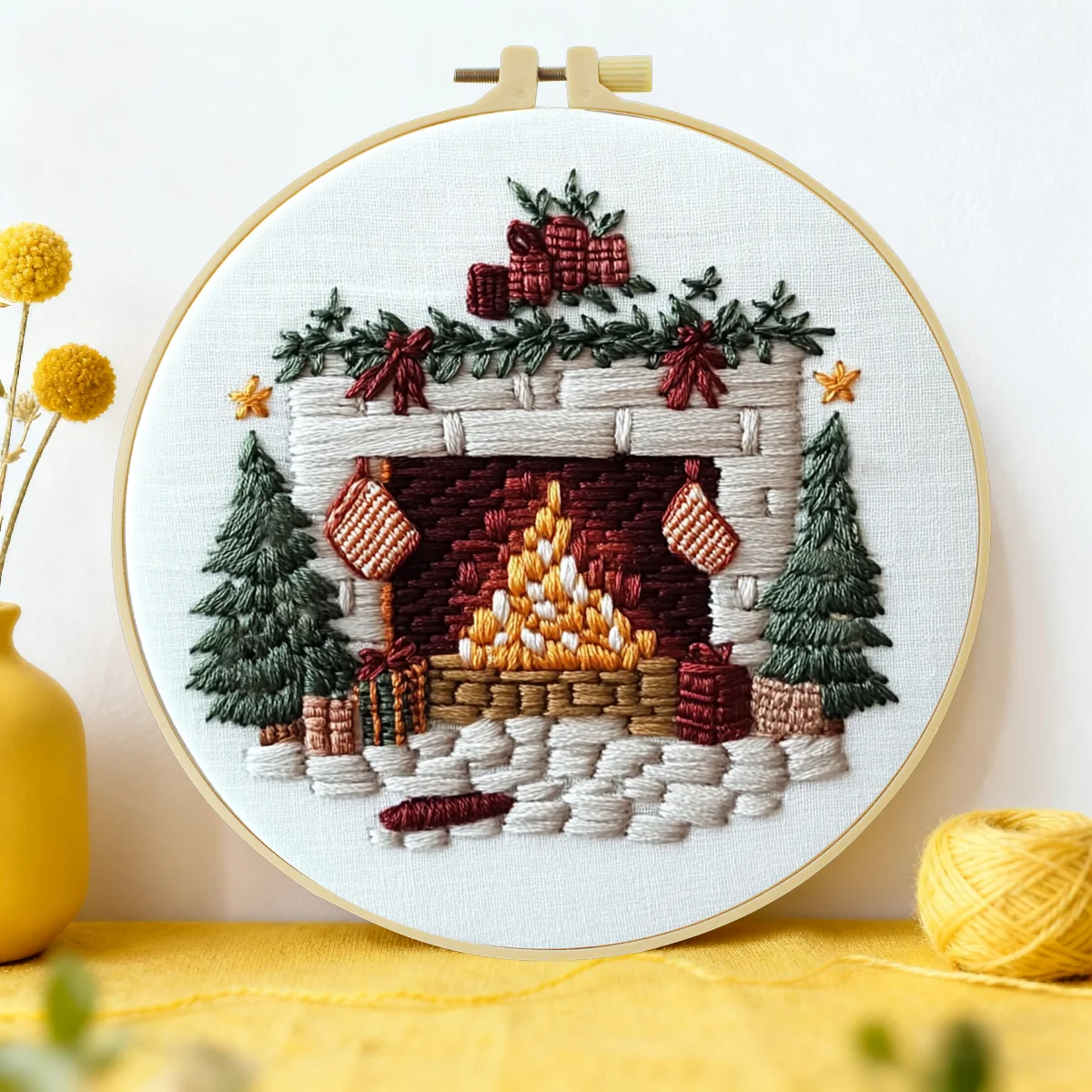 Weihnachtsbaum, 1 Stück 20X20CM/15X15CM 7,87/6,3 Zoll Stickerei-Starter-Kit DIY-Kit Heimdekoration, Stickerei-Kit – Detail 1