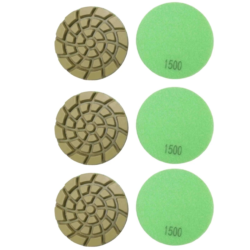 

6 PCS Diamond Floor Polishing Pads Resin Bond Terrazzo Floor Diameter 4 Inch