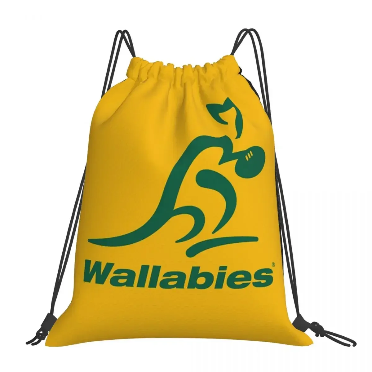 Australia Rugby Wallabies Yellow Wallaby Backpacks Drawstring Bags Drawstring Bundle Pocket Storage Bag BookBag Travel School