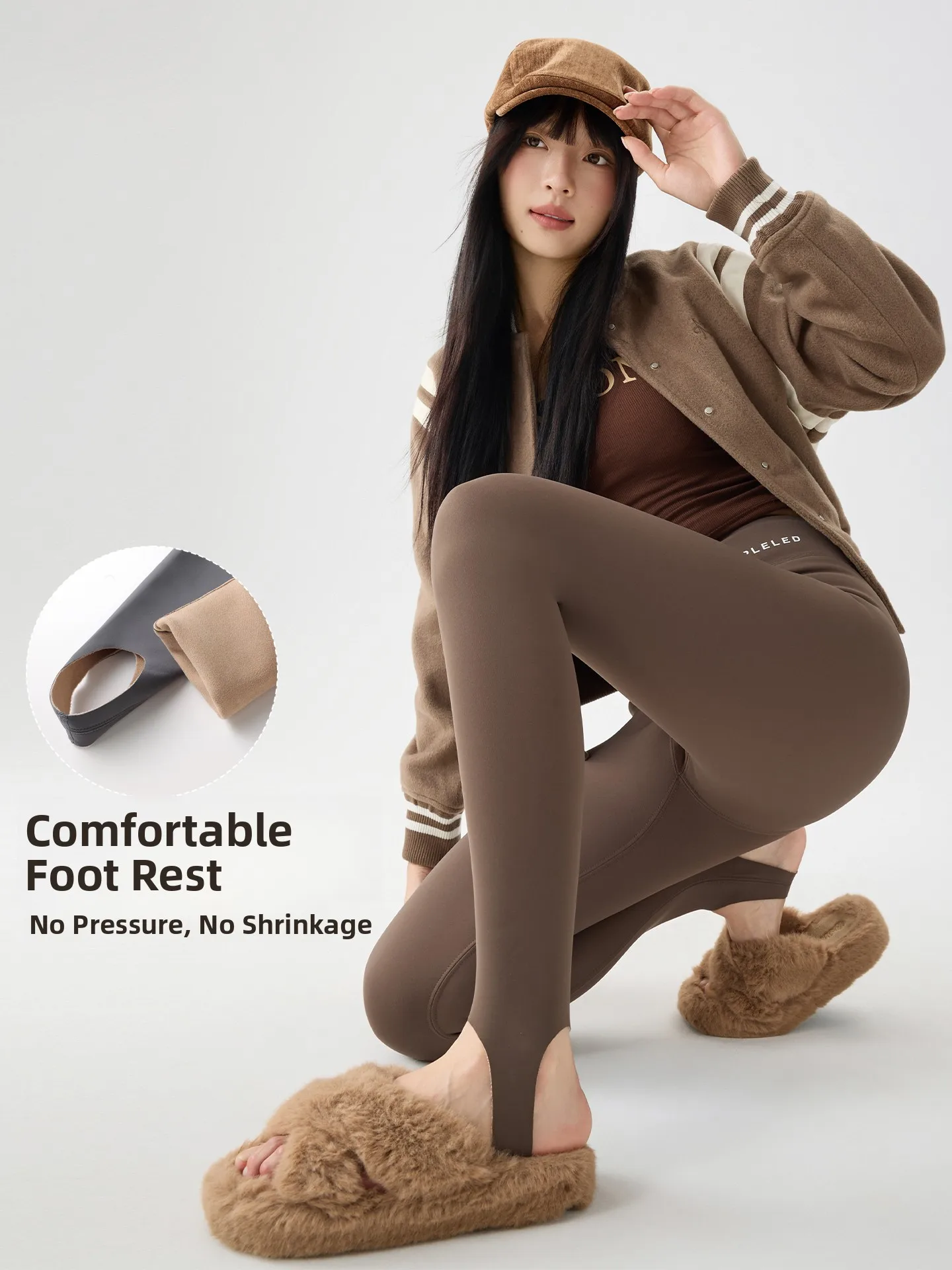 Women's High-Waist Fce Lined Yoga Fitn Pants Winter Base Layer Tummy Control ark Bite Pants Casual Long Trousers